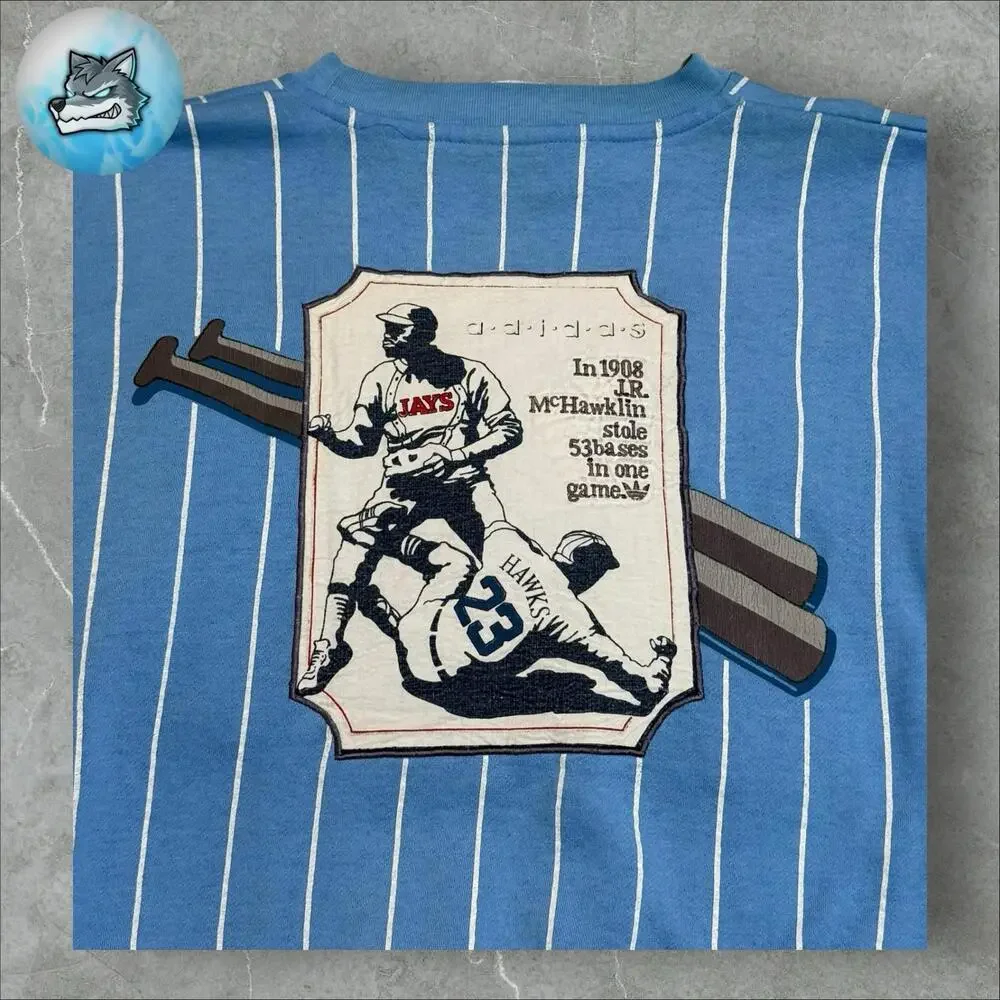 Vintage 80s Adidas Brunswick Blue Hawks‎ Baseball Sweatshirt Crewneck Large Rare